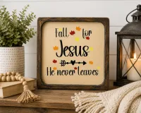 Fall for Jesus - Wood Framed Sign – Image 2