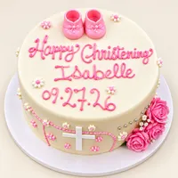 Pink & Ivory Christening Cake – Image 1