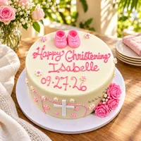 Pink & Ivory Christening Cake – Image 2