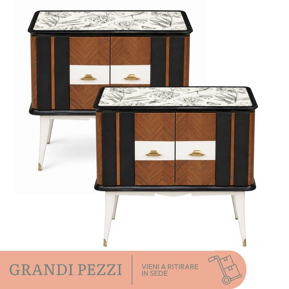 Coppia di Comodini "In Bianco e Nero" – Image 1