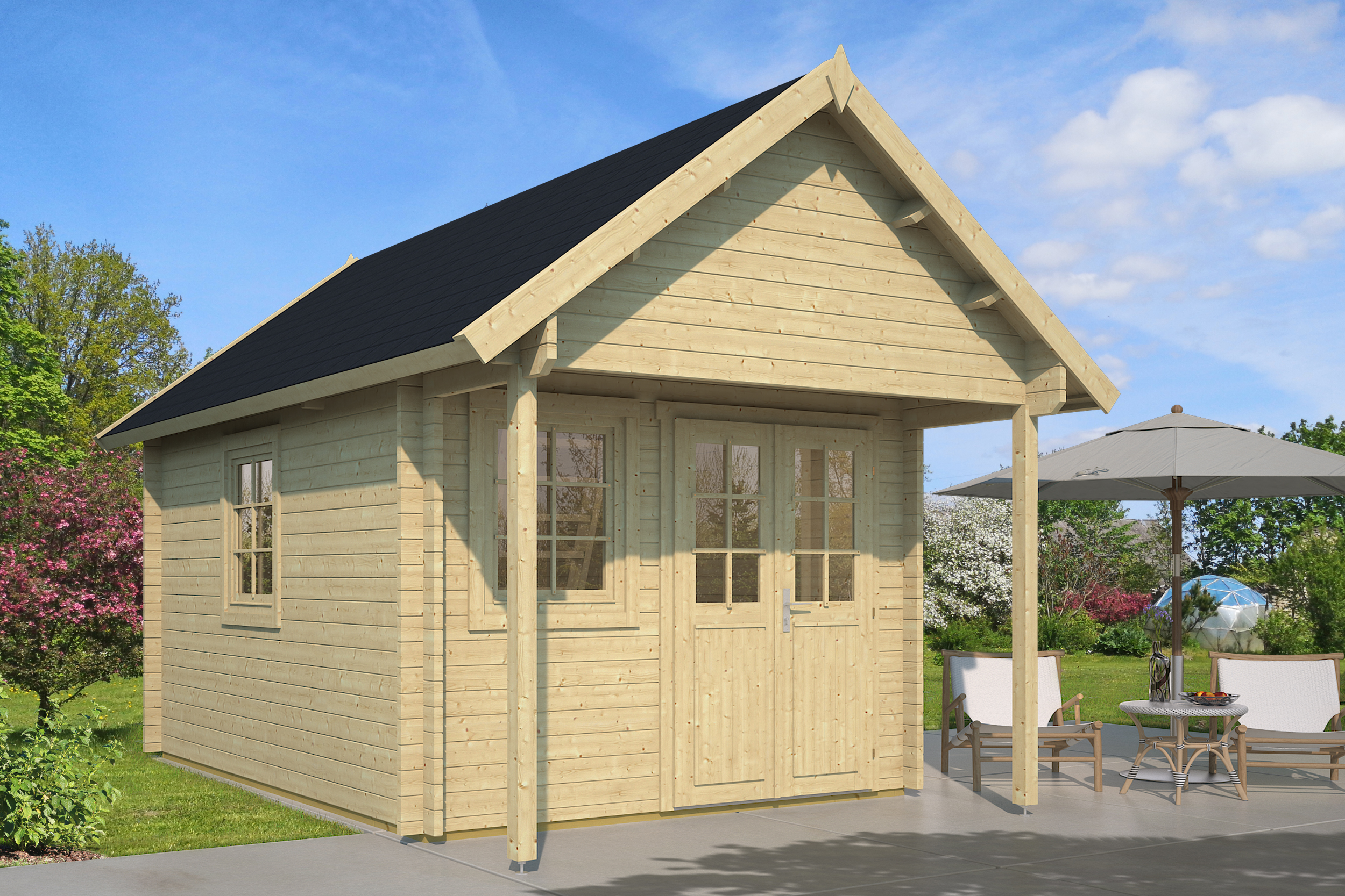 Casă de grădină BUNKIE 40 mm cu loft pentru dormit - STANDARD – Image 2