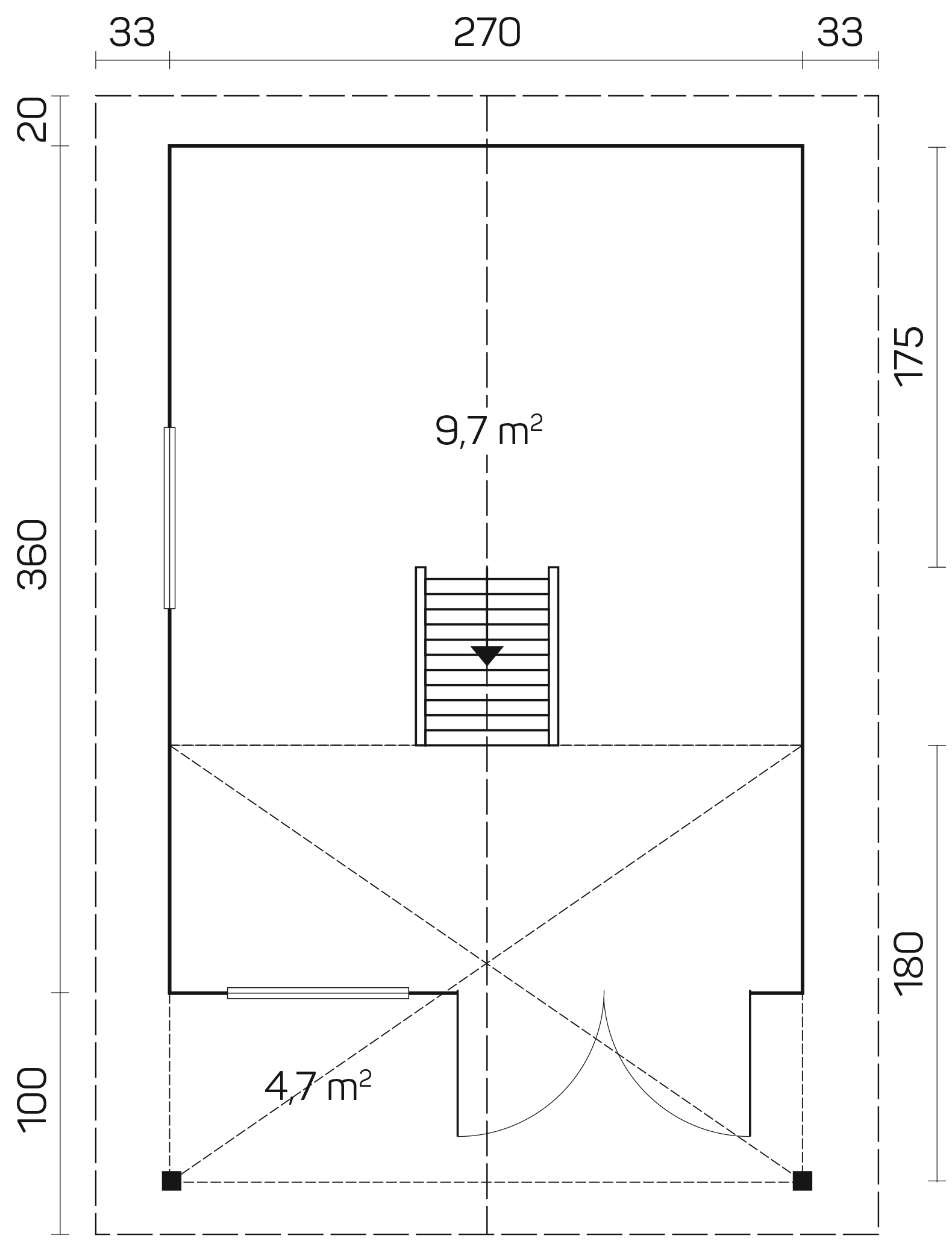 Casă de grădină BUNKIE 40 mm cu loft pentru dormit - STANDARD – Image 4