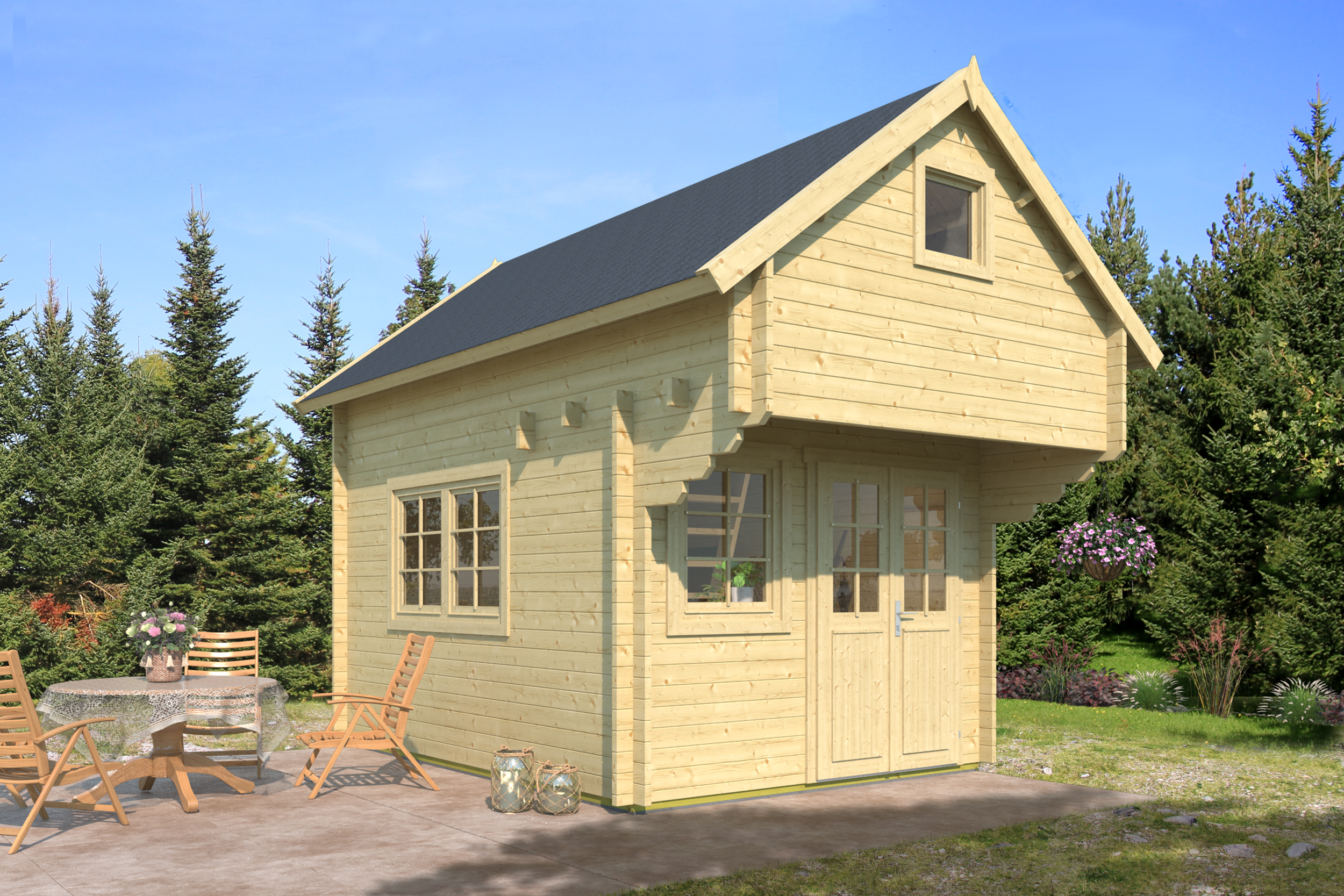 Casă de grădină BUNKIE HUDSON cu loft 40 mm - STANDARD – Image 2