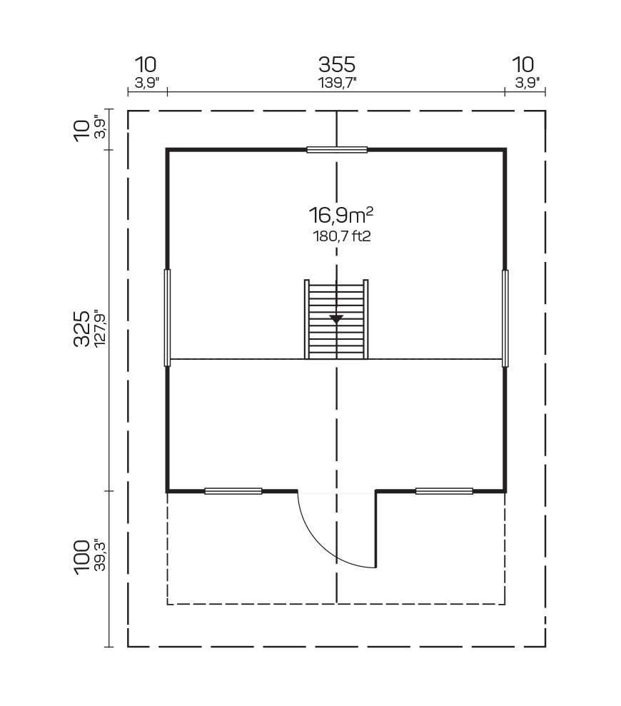 Casă de grădină Bunkie Alberta 40 mm cu loft - STANDARD – Image 4