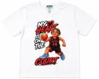 My Heart is on the Court Shirt – Youth Medium, White