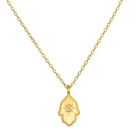 Satya Jewelry Protective Hand White Topaz Hamsa Necklace – Image 1