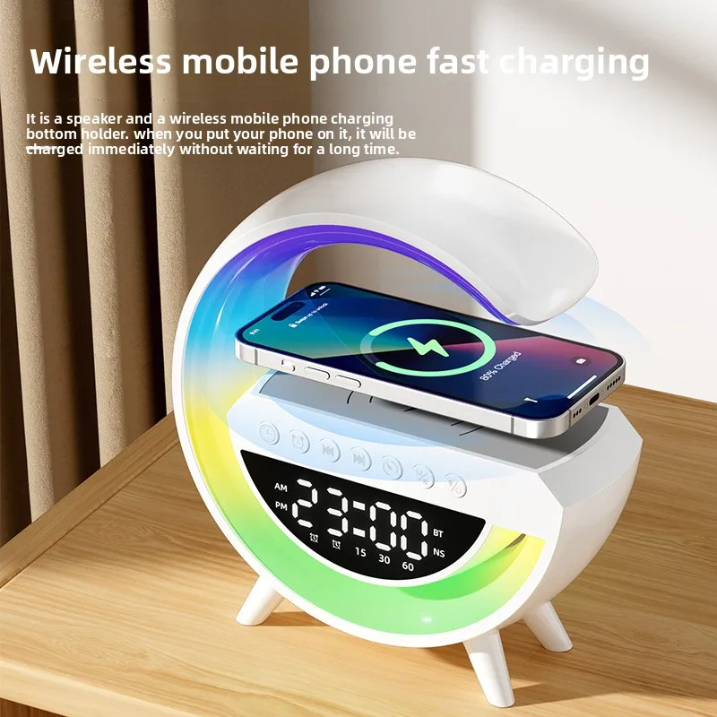 LED Wireless Charging Speaker Lamp – Bluetooth Music, 7 Colors, Clock & Alarm, FM Radio (PRE-ORDER) – Image 6