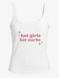 "Hot Girls Hit Curbs" premium embroidered tank top  – Image 1