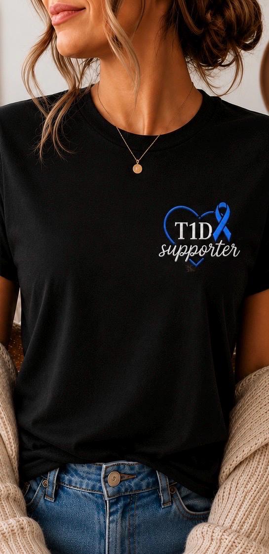 T1D supporter Embroidered T-shirt  – Image 1