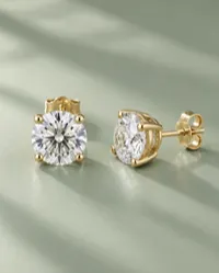 Lab-Grown Diamond Stud Earrings — 1–4 CTW – 14K Yellow Gold, 2 Carat