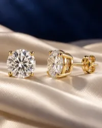 Lab-Grown Diamond Stud Earrings — 1–4 CTW – 14K Yellow Gold, 3 Carat