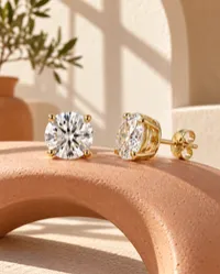 Lab-Grown Diamond Stud Earrings — 1–4 CTW – 14K Yellow Gold, 4 Carat