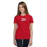 White JH Logo Youth Short Sleeve T-Shirt – S, Red