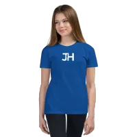 White JH Logo Youth Short Sleeve T-Shirt – S, True Royal