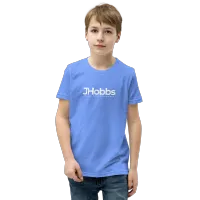 White JHobbs Logo Youth Short Sleeve T-Shirt – S, Heather Columbia Blue