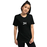 White JH Logo Adult Tri-Blend Short sleeve t-shirt – S, Solid Black Triblend