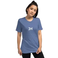 White JH Logo Adult Tri-Blend Short sleeve t-shirt – 2XL, Blue Triblend