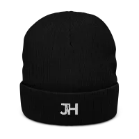 White JH Logo Ribbed knit beanie – One size, Black