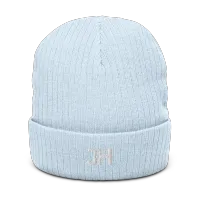 White JH Logo Ribbed knit beanie – One size, Light Blue