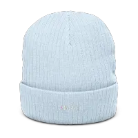 White JHobbs Logo Ribbed knit beanie – One size, Light Blue