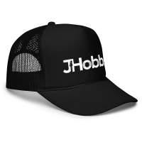 White JHobbs Logo on Black Foam trucker hat – Image 3