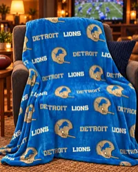 Detroit Football Game Day Set โ Blue Blanket, 20 oz Gray Mug
