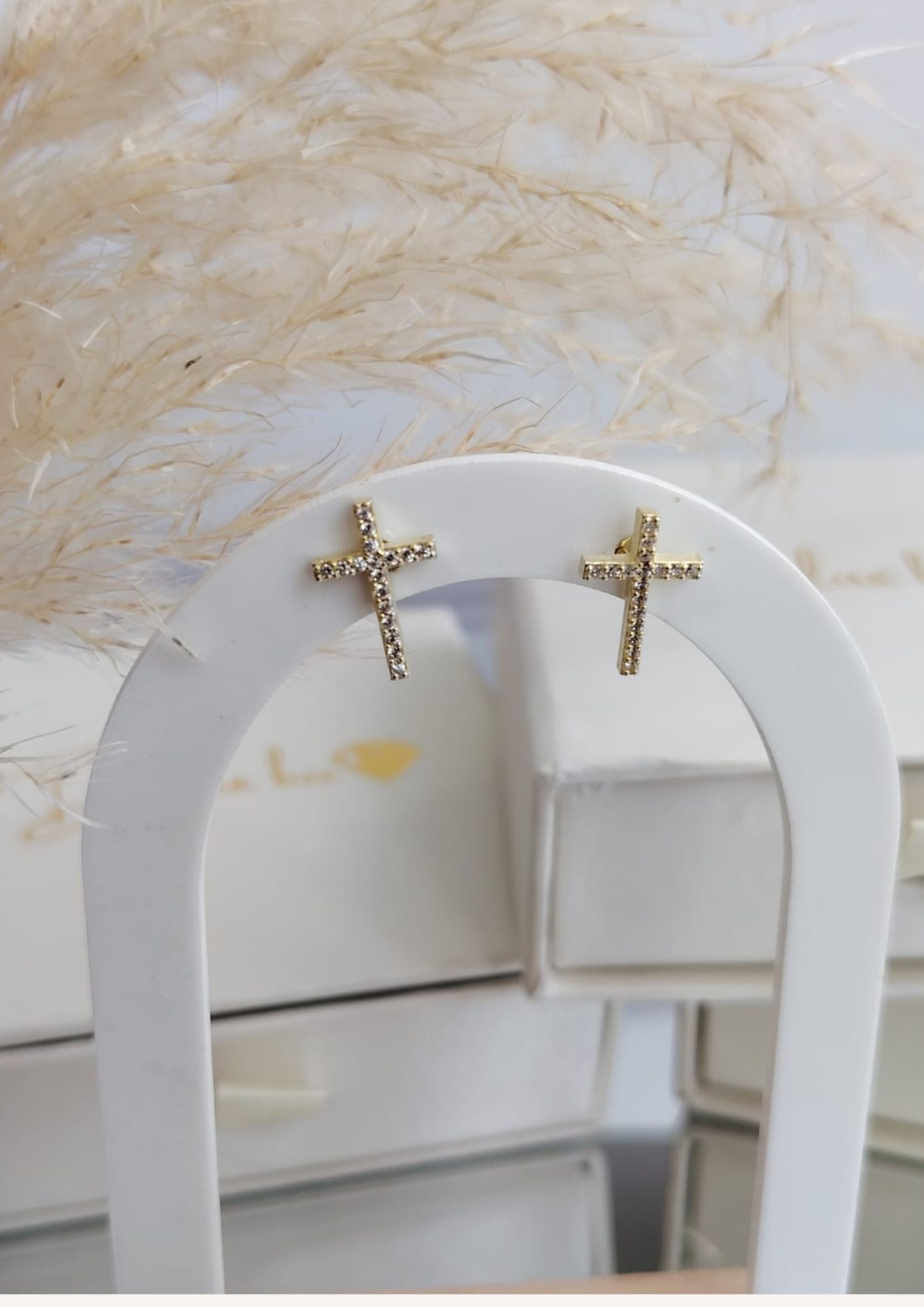 Aretes Cruz - Plata Italiana 925 dorada – Image 1