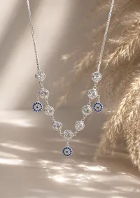 Cadena Flores Azules -Plata Italiana -Mayorista – Image 1