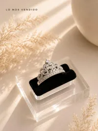 Anillo Corona (Talla 8)- Plata Italiana 925 – Image 1