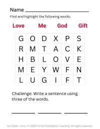Building Character in 1st Grade: Love Lesson (Printable PDF) – Image 1