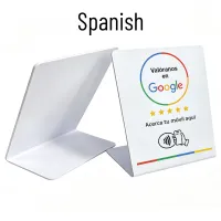 NFC Google Review Stand – Spanish – White | Bulk Packs (25–10,000) – Image 1