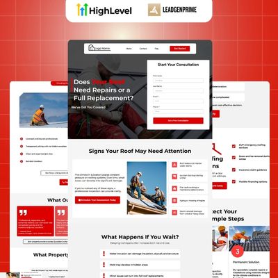 Roofing Contractor Lead Funnel Template - Red Themed – Image 1