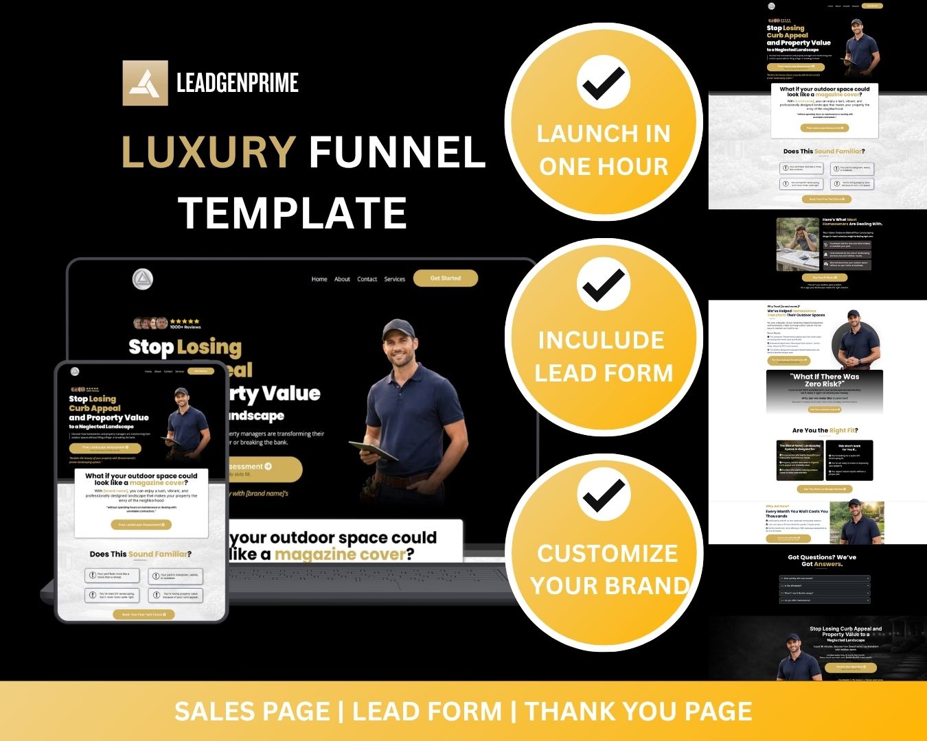 Landscaping Lead Generation Funnel Template - Black Themed – Image 2