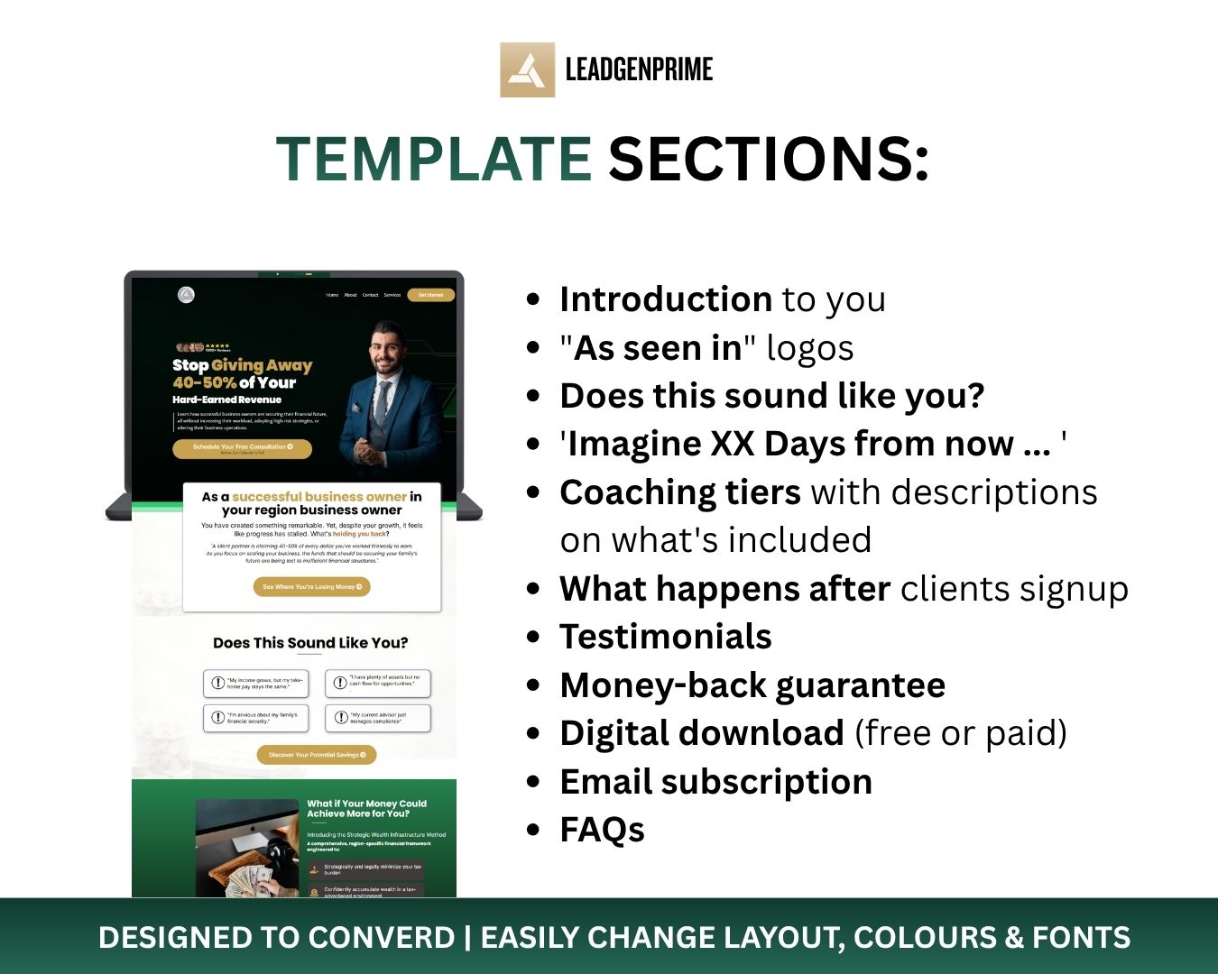 Financial Service Funnel Template - Gold & Green Themed – Image 7