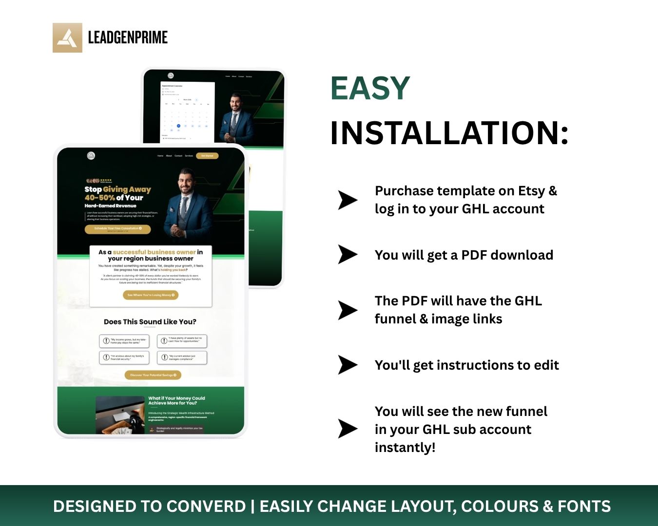 Financial Service Funnel Template - Gold & Green Themed – Image 8