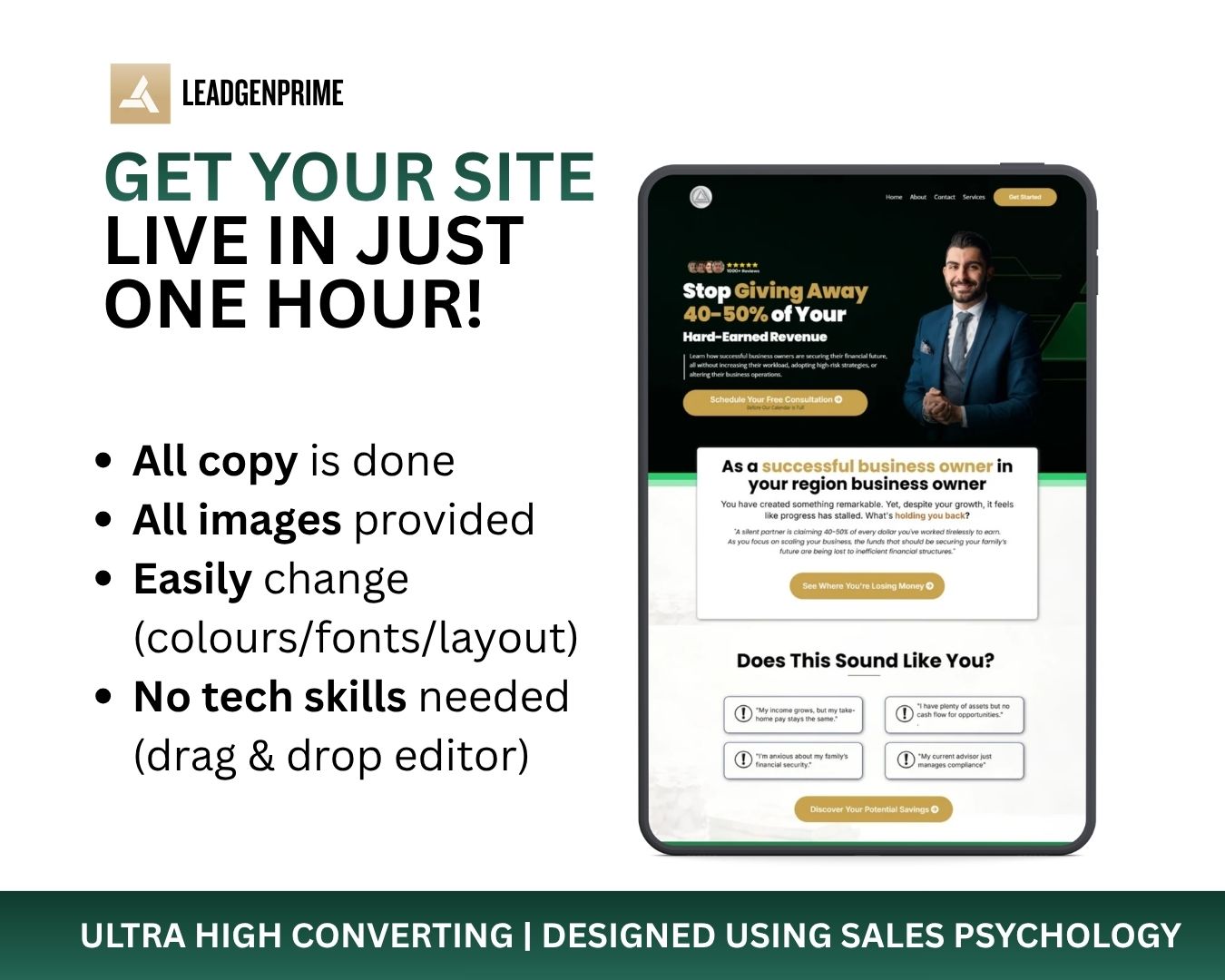 Financial Service Funnel Template - Gold & Green Themed – Image 3