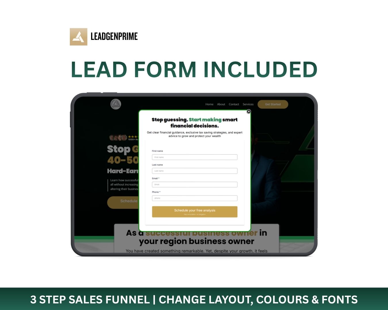 Financial Service Funnel Template - Gold & Green Themed – Image 4