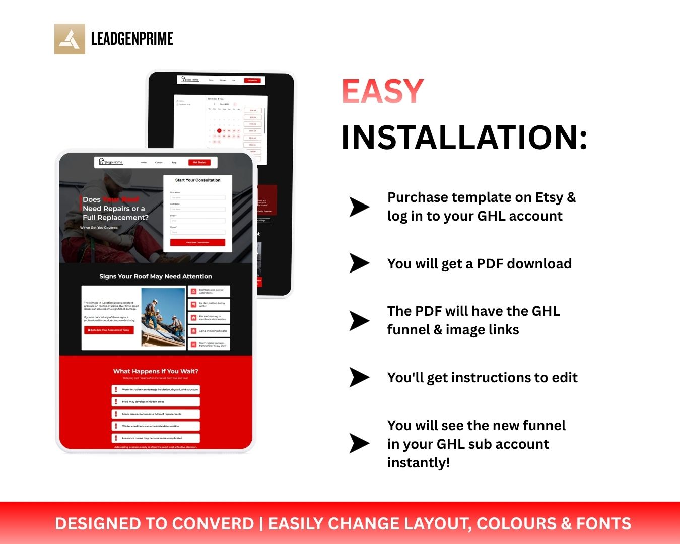 Roofing Contractor Lead Funnel Template - Red Themed – Image 8