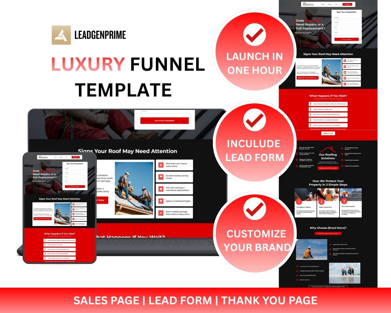 Roofing Contractor Lead Funnel Template - Black Themed – Image 2