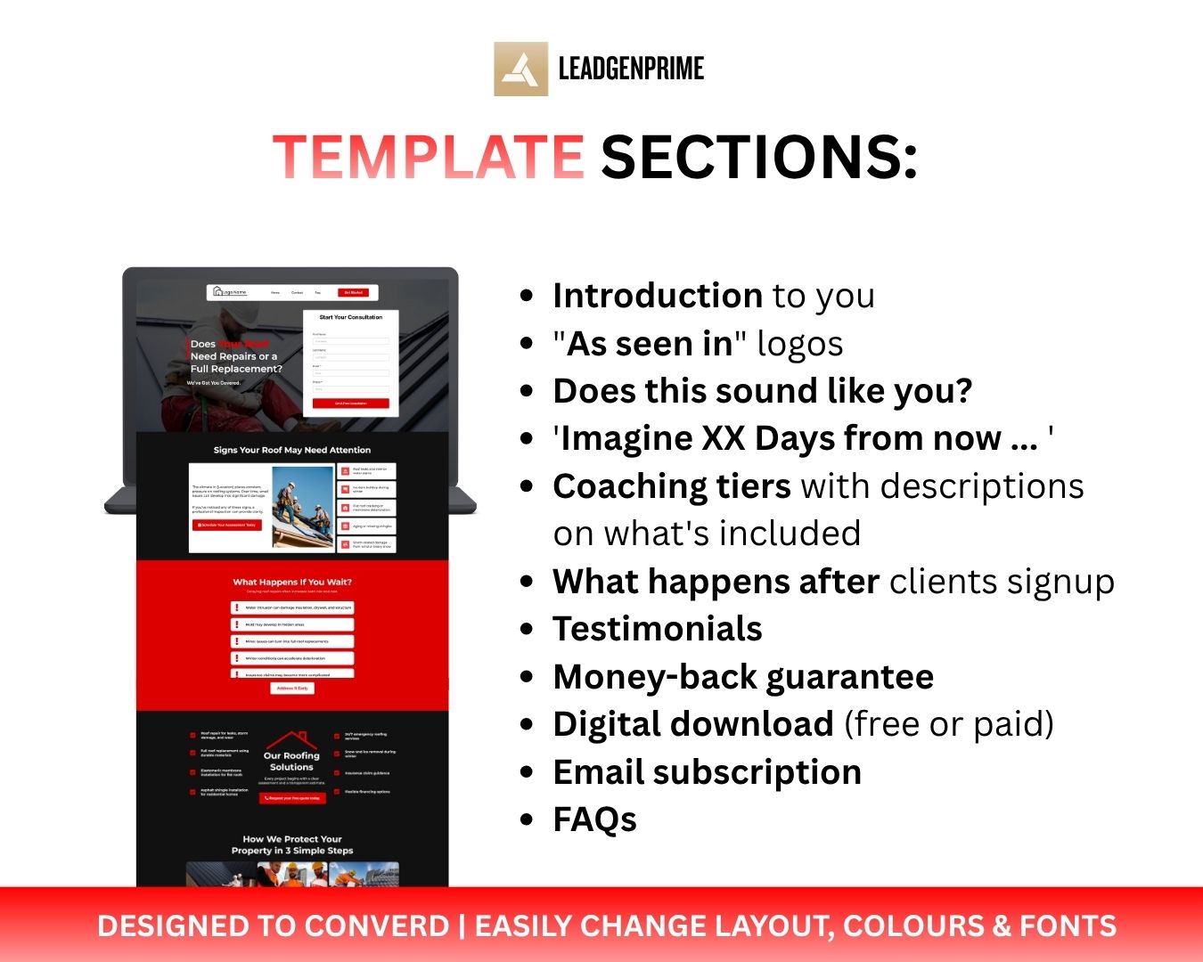 Roofing Contractor Lead Funnel Template - Red Themed – Image 7