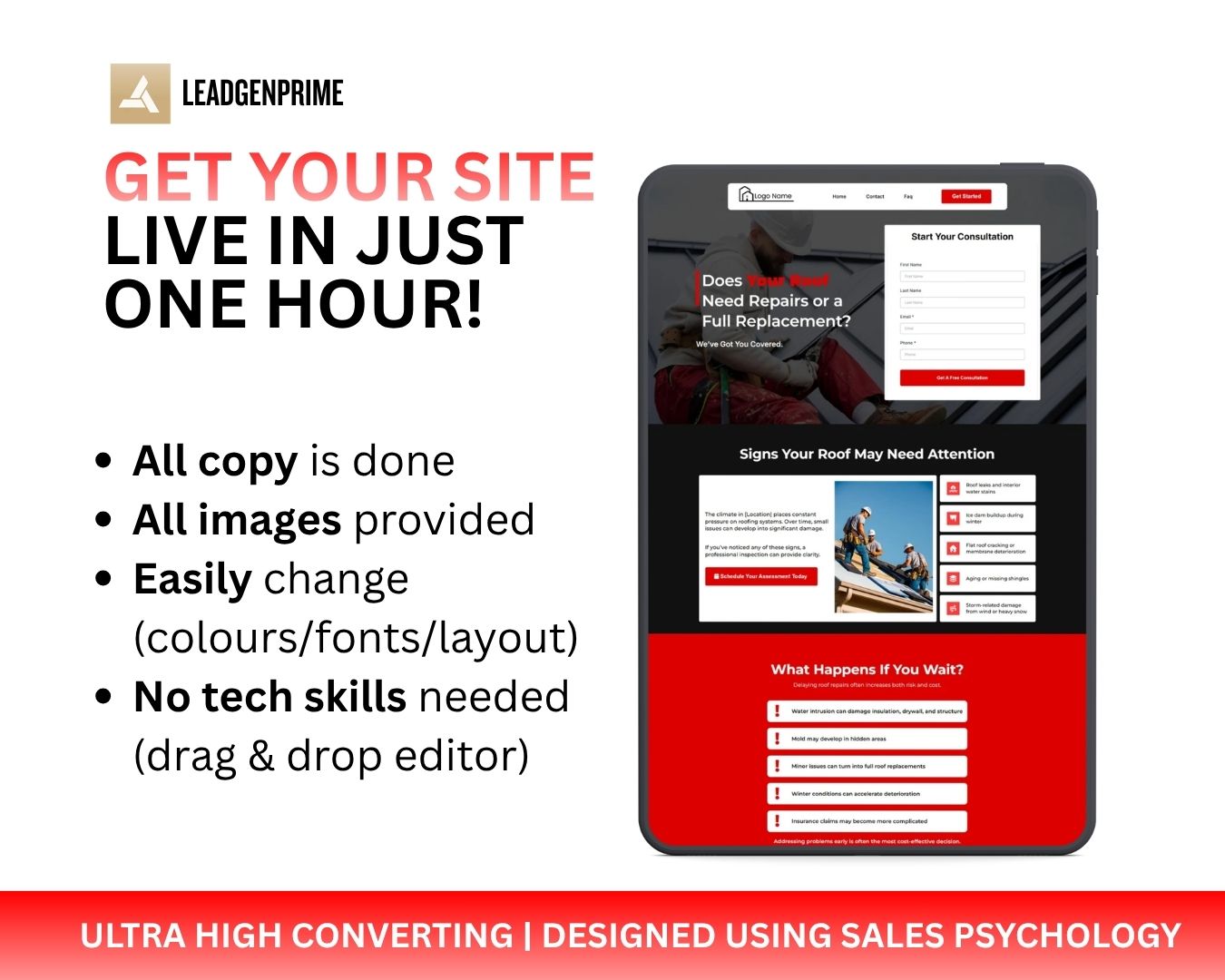 Roofing Contractor Lead Funnel Template - Red Themed – Image 3