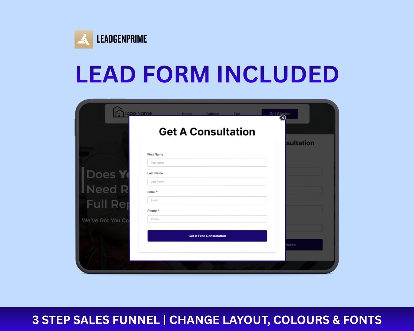 Roofing Contractor Lead Funnel Template - Blue Themed – Image 4