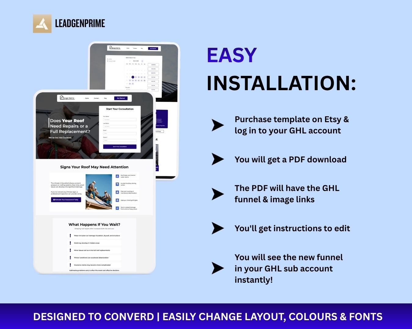 Roofing Contractor Lead Funnel Template - Blue Themed – Image 8