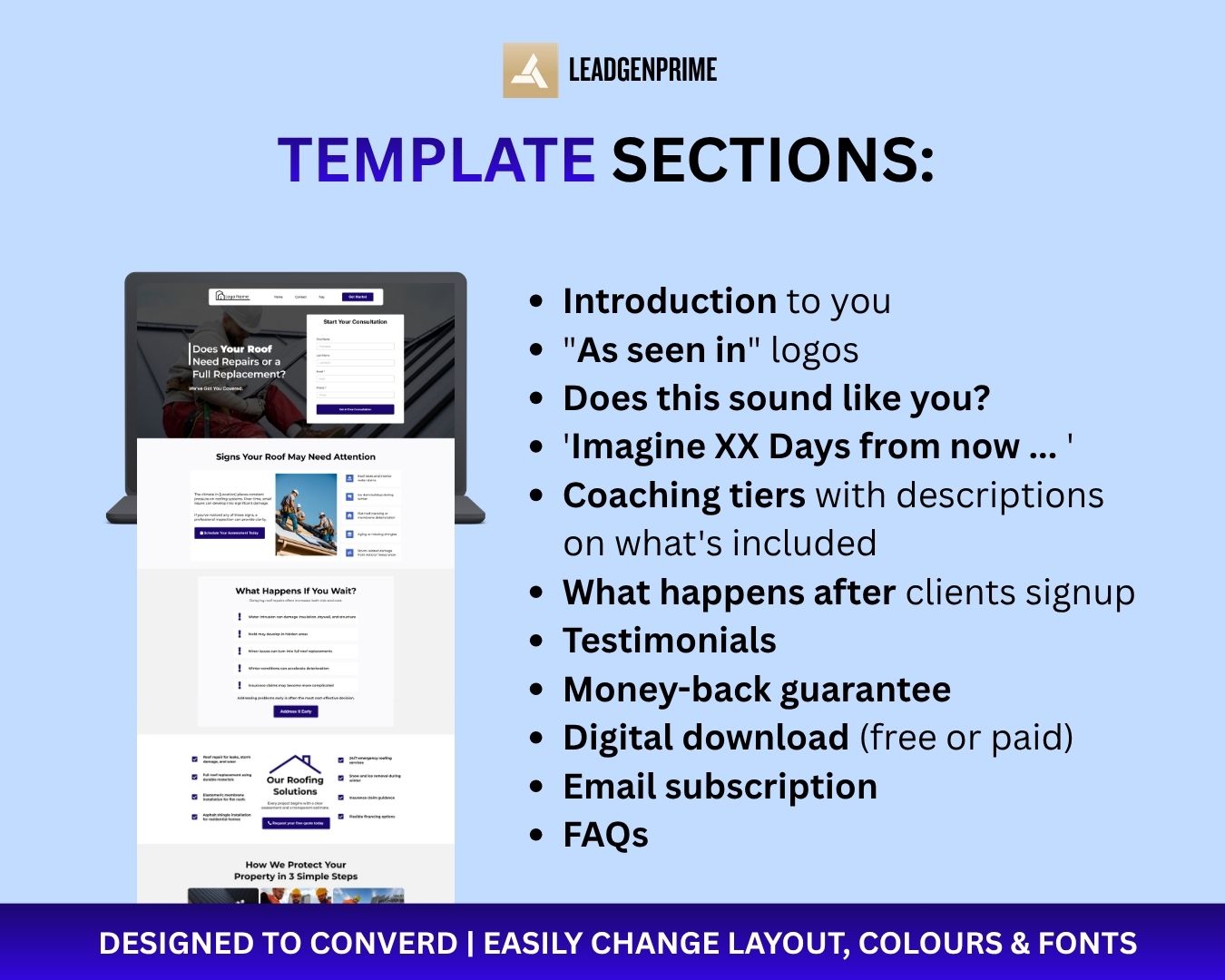 Roofing Contractor Lead Funnel Template - Blue Themed – Image 7