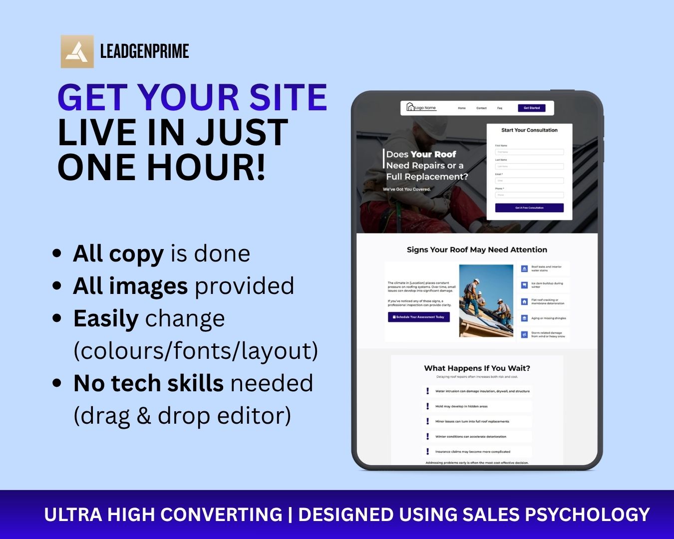 Roofing Contractor Lead Funnel Template - Blue Themed – Image 3