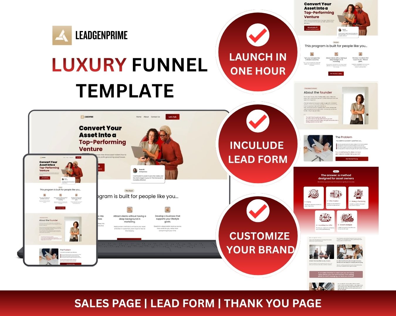 Local Business Lead Generation Funnel Template - Red & Gold Themed – Image 2