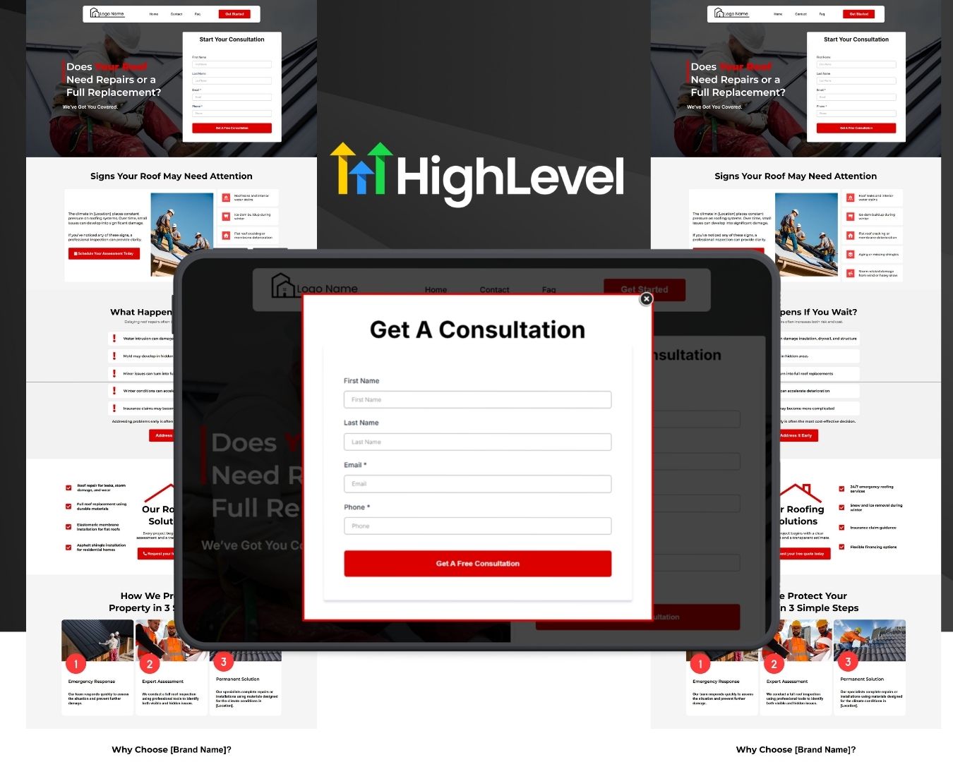Roofing Contractor Lead Funnel Bundle - Black Themed – Image 1