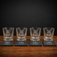 Whiskey Glass & Slate Coaster Gift Set – Entertainer Gift Set