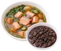 SALMON BELLY – DINUGUAN, PLAIN RICE
