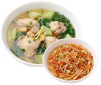 CHICKEN TINOLA  – GINISANG LABANOS , PLAIN RICE